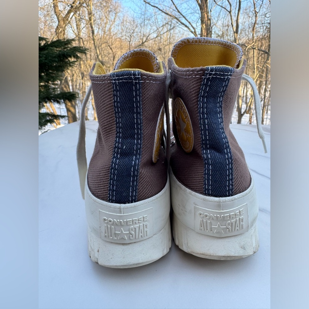 Converse Run Star Hike Platform High Top Sneakers Brown Canvas Lug Sole Women 7 - Picture 4 of 6